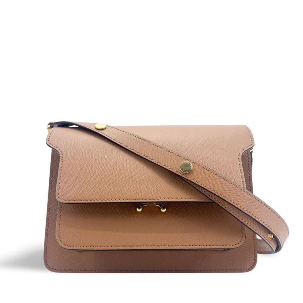 Marni Saffiano Trunk Bag Medium Brown